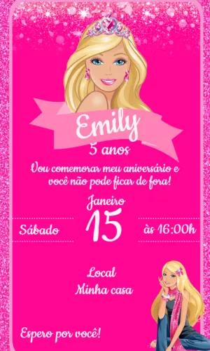 Convite de Aniversário Barbie Princesa para Editar Online