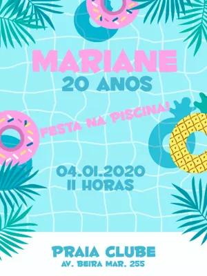 Convite de Aniversário Pool Party para Editar Online