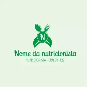 Logo para Nutricionista Editável com Folhas e Talheres