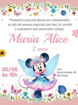 Convite Aniversário Jardim Encantado da Minnie para Editar