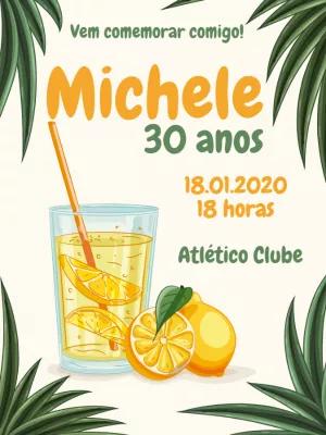 Convite de Aniversário Limonada Tropical para Editar Online