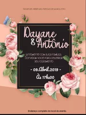 Convite de Casamento Floral com Rosas para Editar Online