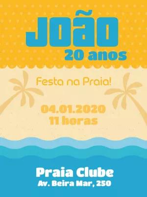 Convite de Aniversário Tema Praia Editável Online