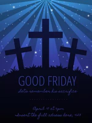 Good Friday Invitation with Three Crosses to Edit Online