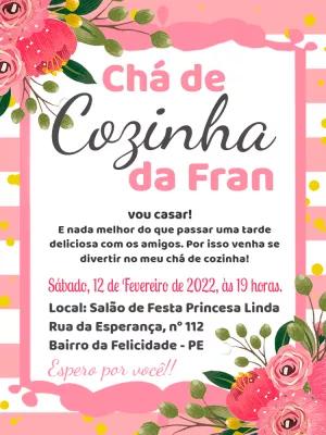 Convite Chá de Cozinha Floral Delicado para Editar Online