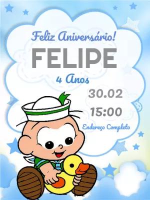 Convite Aniversário Cebolinha Baby Turma da Mônica para Editar