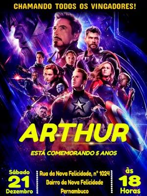 Convite de Aniversário Os Vingadores para Editar Online