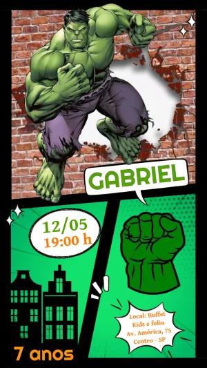 Convite de Aniversário O Incrível Hulk para Editar Online