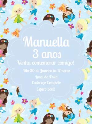 Convite Aniversário Fadas Encantadas para Editar Online