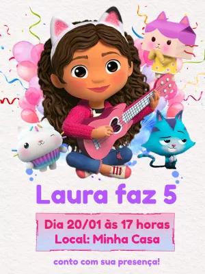 Convite de Aniversário Casa Mágica da Gabby para Editar Online