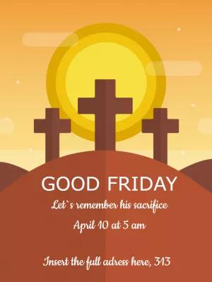 Good Friday Poster with Three Crosses to Edit Online