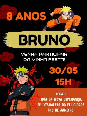 Convite de Aniversário Naruto para Editar e Imprimir Online