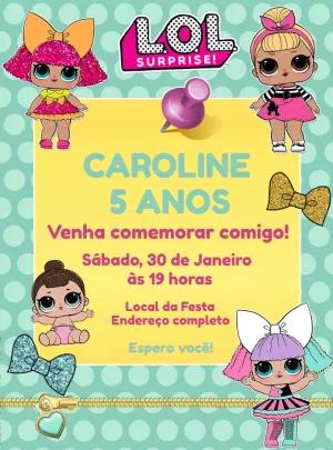 Convite de Aniversário L.O.L. Surprise para Editar Online