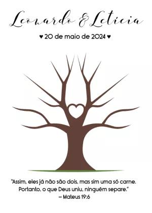 Árvore de Digitais Casamento com Coração para Editar Online