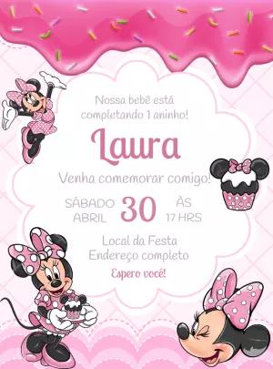 Convite Aniversário Confeitaria da Minnie para Editar Online