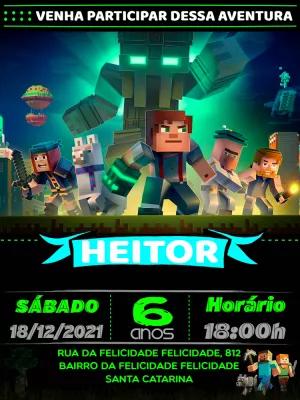 Convite de Aniversário Minecraft Aventura para Editar Online