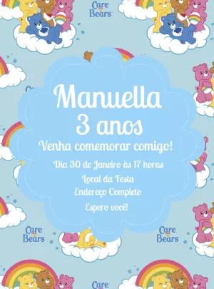 Convite de Aniversário Ursinhos Carinhosos nas Nuvens para Editar
