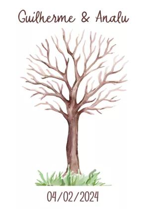 Árvore de Digitais Casamento Aquarela para Editar Online