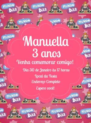 Convite Aniversário Mundo Bita DJ para Editar Online
