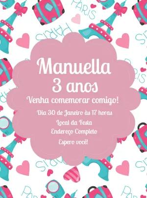 Convite de Aniversário Tema Paris para Editar Online