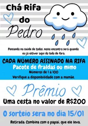 Chá Rifa Chuva de Amor Azul para Editar e Enviar Online