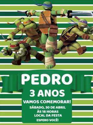 Convite de Aniversário Tartaruga Ninja para Editar Online