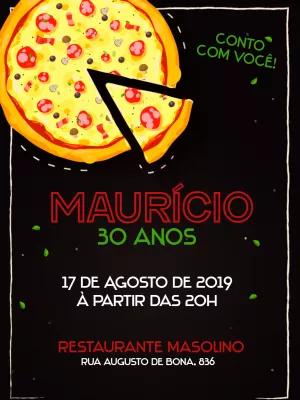 Convite de Aniversário Pizzaria para Editar Online