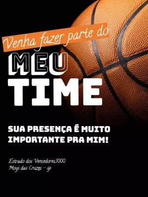 Convite de Aniversário Basquete com Bola para Editar Online