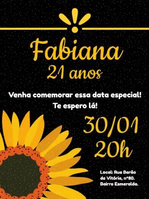 Convite de Aniversário Girassol para Editar Online