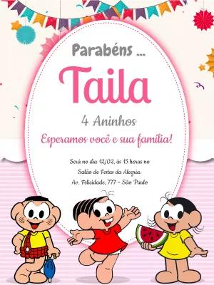 Convite de Aniversário Turma da Mônica para Editar Online