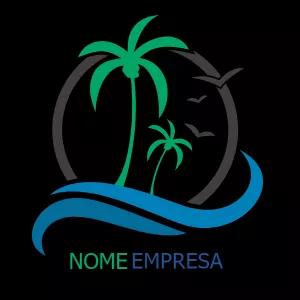 Logo Tropical com Coqueiros para Editar Online