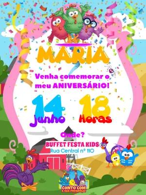Convite de Aniversário Galinha Pintadinha para Editar Online