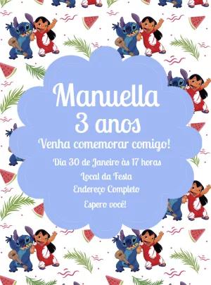 Convite Aniversário Lilo e Stitch Tropical para Editar Online