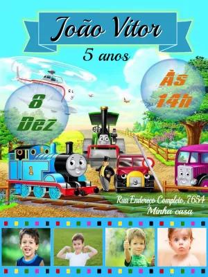 Convite de Aniversário Thomas e Seus Amigos para Editar Online