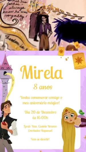 Convite Animado Enrolados Rapunzel para Editar Online