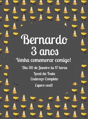 Convite de Aniversário Construção para Editar Online