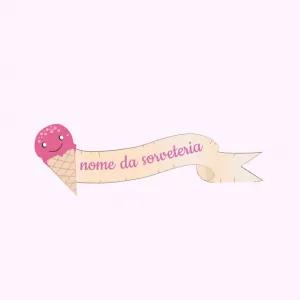 Logo Sorveteria com Sorvete Fofo para Editar Online