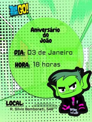 Convite Aniversário Mutano Jovens Titãs para Editar Online