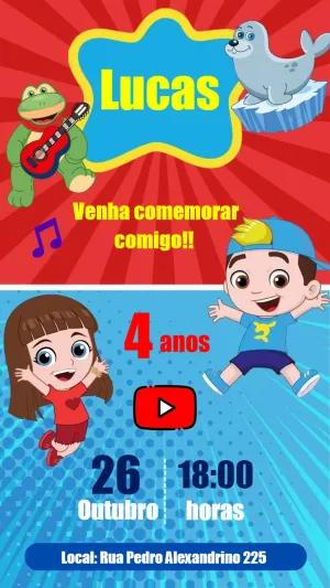 Convite Aniversário Luccas Neto para Editar Online