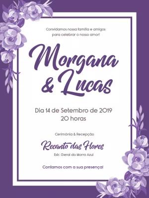 Convite de Casamento Floral Roxo e Lilás para Editar Online