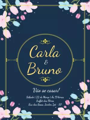 Convite de Casamento Floral com Tulipas para Editar Online