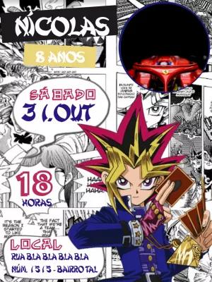 Convite de Aniversário Yu-Gi-Oh! com Foto para Editar Online