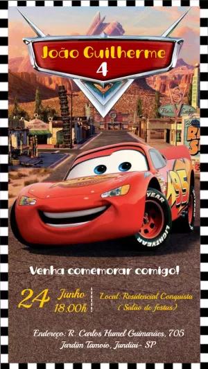 Convite de Aniversário Carros Relâmpago McQueen para Editar