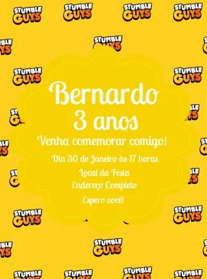Convite de Aniversário Stumble Guys para Editar Online
