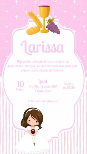 Convite de Batizado Menina Rosa para Editar Online