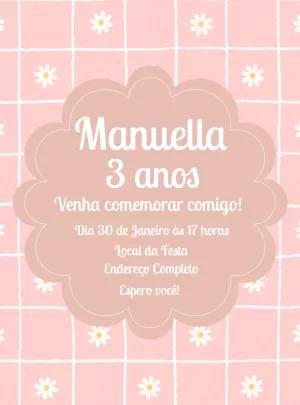 Convite Aniversário Infantil Margaridas Rosa Editável Online