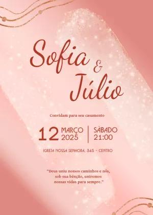 Convite de Casamento Rose Gold Elegante para Editar Online