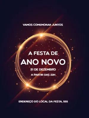 Convite de Ano Novo Elegante com Brilho Dourado para Editar