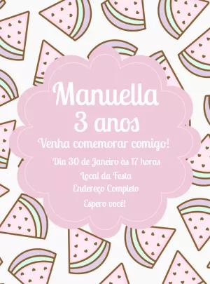 Convite Aniversário Melancia Fofa para Editar Online