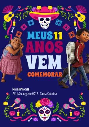 Convite de Aniversário Coco Viva a Vida é uma Festa para Editar